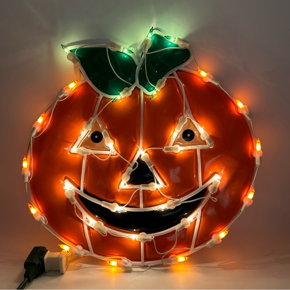 Vtg Rare Halloween Lighted Window Jack-o-Lanterns Blow Mold 1-14”, 5-7” Decor - Picture 2 of 8
